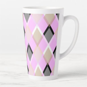 Taza De Café Latte Patrón de diamante fiesta lilac exterior