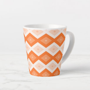 Taza De Café Latte patrón de diamante naranja