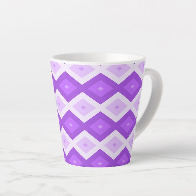 Taza De Café Latte Patrón de diamante púrpura brillante (Ángulo derecho)