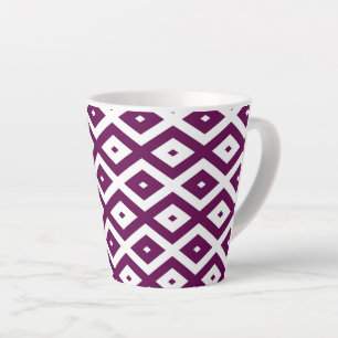 Taza De Café Latte Patrón de diamante púrpura y blanco