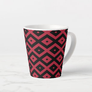 Taza De Café Latte Patrón de diamante rojo y negro