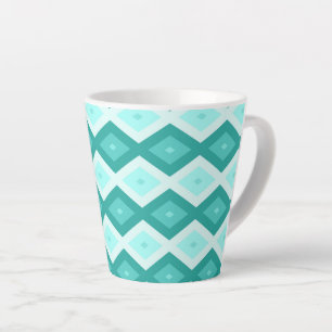 Taza De Café Latte Patrón de diamante turquesa
