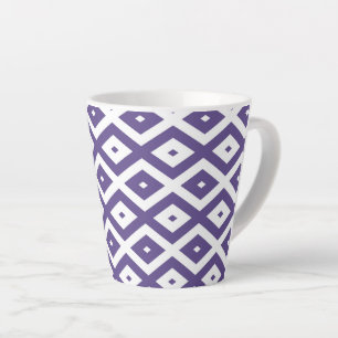 Taza De Café Latte Patrón de diamante ultravioleta y blanco