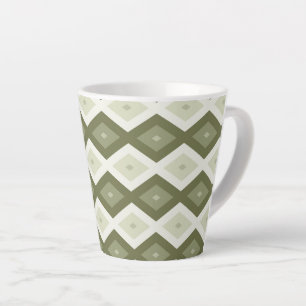 Taza De Café Latte Patrón de diamante verde oliva