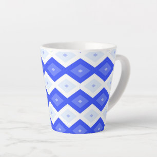 Taza De Café Latte Patrón de diamantes azul real