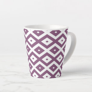 Taza De Café Latte Patrón de diamantes malva y blanco