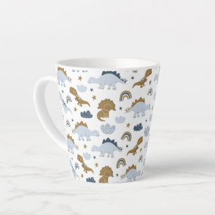 Taza De Café Latte Patrón de dinosaurio arco iris