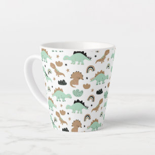 Taza De Café Latte Patrón de dinosaurio verde de menta