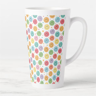 Taza De Café Latte Patrón de Emoji Sonriente