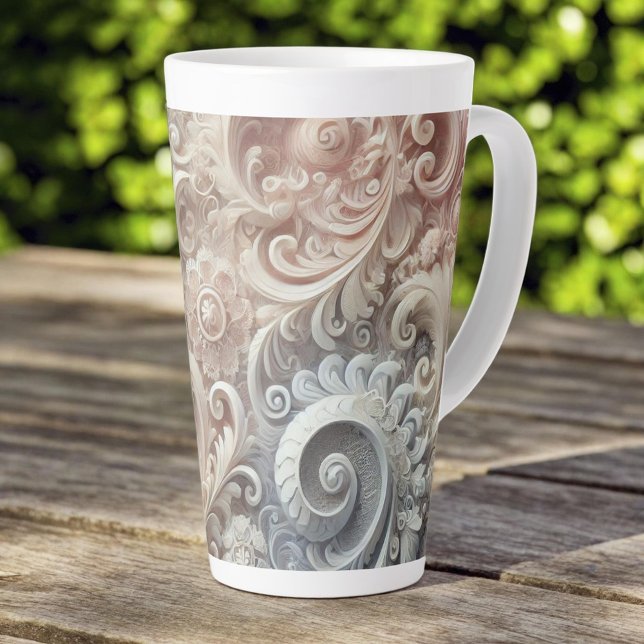 Taza De Café Latte Patrón de encaje de degradado elegante (Subido por el creador)
