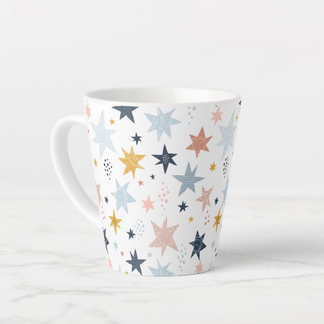 Taza De Café Latte Patrón de estrella divertida (Ángulo izquierdo)