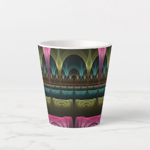 Taza De Café Latte Patrón de fantasía especial Resumen Fractal colori