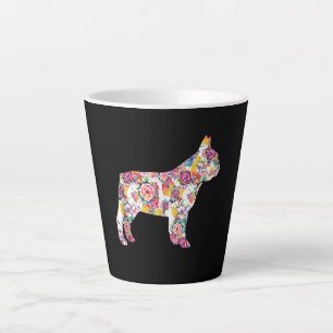 Taza De Café Latte patrón de flor de bulldog francés  regalo de perro