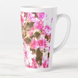 Taza De Café Latte Patrón de Flor de Rosa – Diseño Botánico Suave