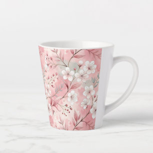 Taza De Café Latte Patrón de Flor de Sakura Rosa 