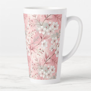 Taza De Café Latte Patrón de Flor de Sakura Rosa 