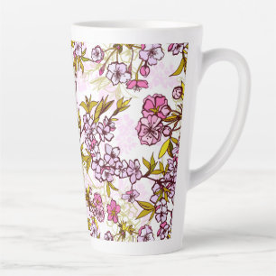 Taza De Café Latte Patrón de florecimiento de cerezo