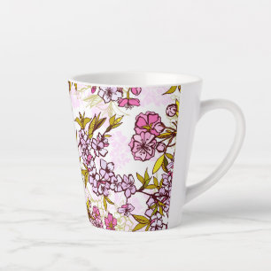 Taza De Café Latte Patrón de florecimiento del cerezo