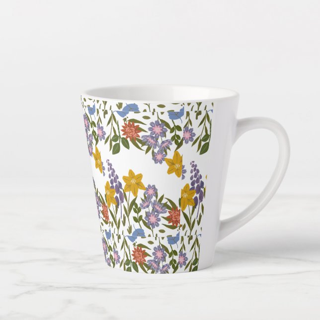 Taza De Café Latte Patrón de flores (Derecha)
