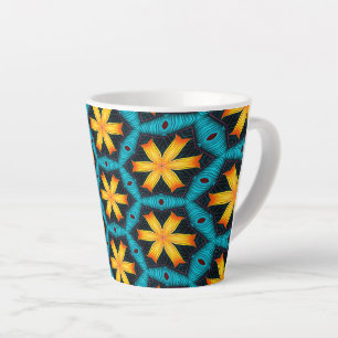 Taza De Café Latte Patrón de flores abstractas