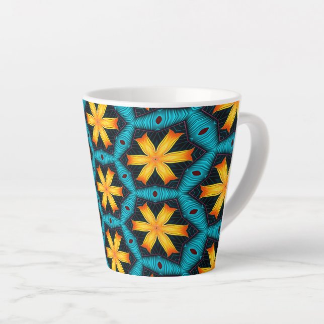 Taza De Café Latte Patrón de flores abstractas (Ángulo derecho)
