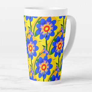 Taza De Café Latte Patrón de flores abstractas