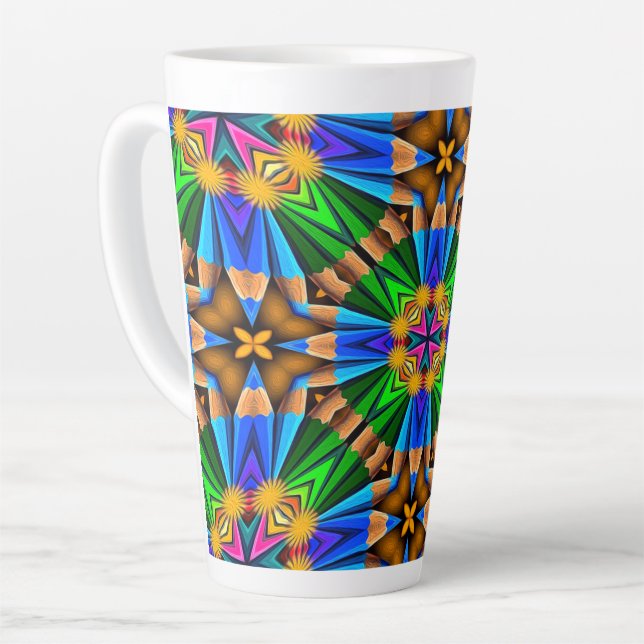Taza De Café Latte Patrón de flores abstractas únicas (Ángulo izquierdo)