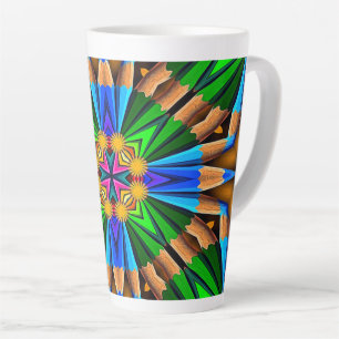 Taza De Café Latte Patrón de flores abstractas únicas