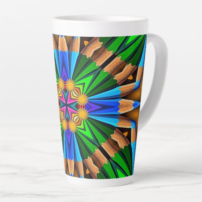 Taza De Café Latte Patrón de flores abstractas únicas (Ángulo derecho)