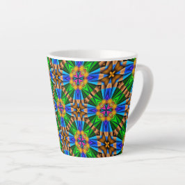 Taza De Café Latte Patrón de flores abstractas únicas