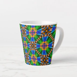 Taza De Café Latte Patrón de flores abstractas únicas