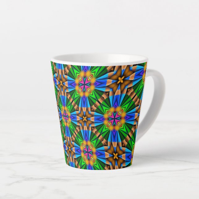 Taza De Café Latte Patrón de flores abstractas únicas (Ángulo derecho)