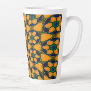 Taza De Café Latte Patrón de flores abstractas únicas