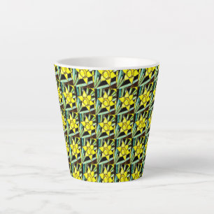 Taza De Café Latte Patrón de flores amarillas y valiosas