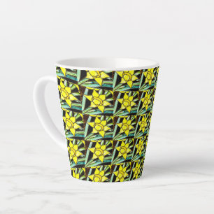 Taza De Café Latte Patrón de flores amarillas y valiosas