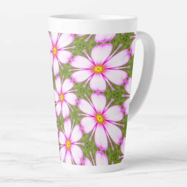 Taza De Café Latte Patrón de flores de cosmos (Ángulo derecho)