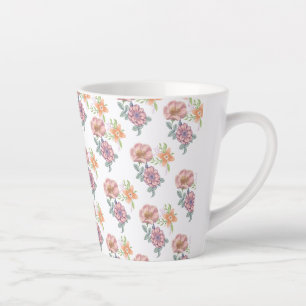 Taza De Café Latte Patrón de flores de primavera