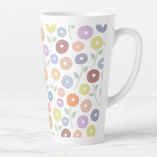 Taza De Café Latte Patrón de flores difusas en pasteles sobre blanco