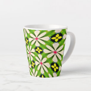 Taza De Café Latte Patrón de flores estéticas
