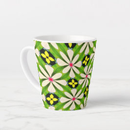 Taza De Café Latte Patrón de flores estéticas