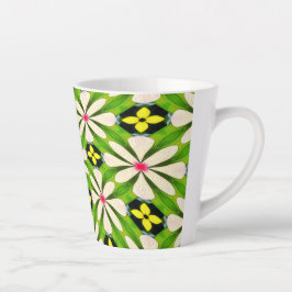 Taza De Café Latte Patrón de flores estéticas