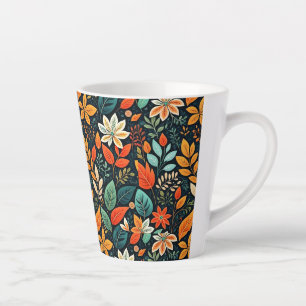 Taza De Café Latte Patrón de flores exóticas florales