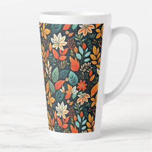 Taza De Café Latte Patrón de flores exóticas florales
