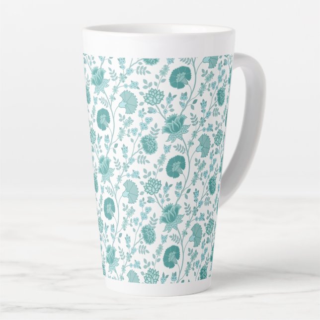 Taza De Café Latte Patrón de flores jacobeas cuenta sobre blanco (Ángulo derecho)