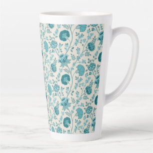 Taza De Café Latte Patrón de flores jacobeas en crema