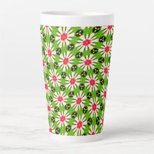Taza De Café Latte Patrón de flores rosadas y blancas