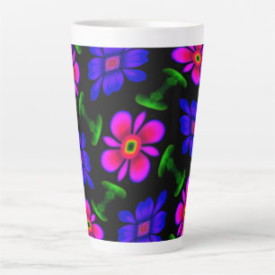 Taza De Café Latte Patrón de flores rosas adorables