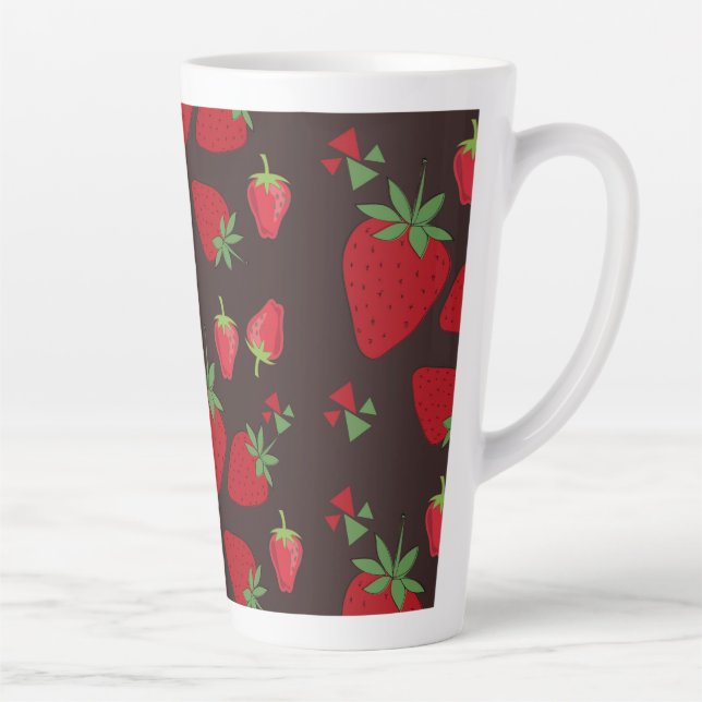 Taza De Café Latte Patrón de fresas misteriosas y elegantes (Derecha)