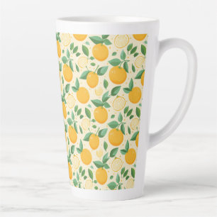 Taza De Café Latte Patrón de fruta tropical amarillo limón cítrico