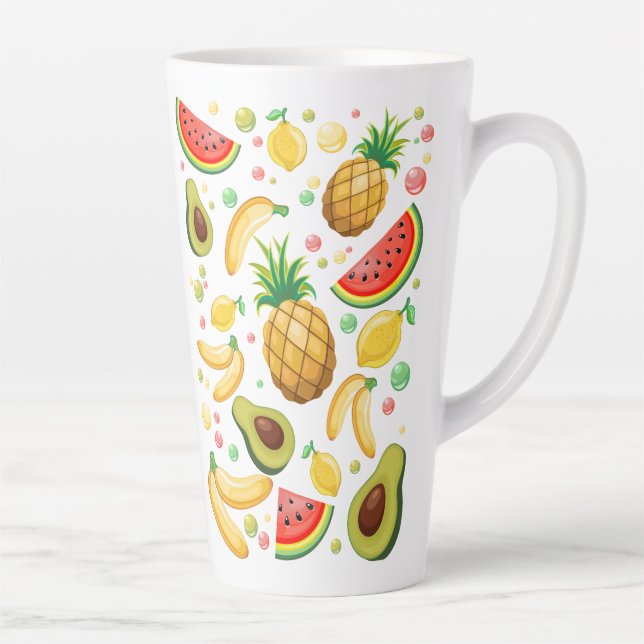 Taza De Café Latte Patrón de frutas de verano fresco (Derecha)